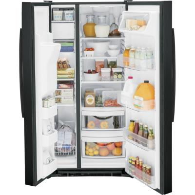 36" GE 23.2 Cu. Ft. Side-By-Side Refrigerator in Black - GSS23GGPBB