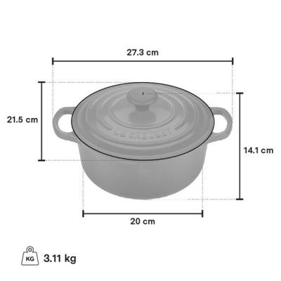 Le Creuset Enamelled Cast Iron 2.4 L Capacity Round Dutch Oven - CA-21177020060041