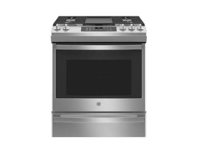 30" GE 5.6 Cu. Ft. Slide In Gas Range With Convection - JCGS760SPSS