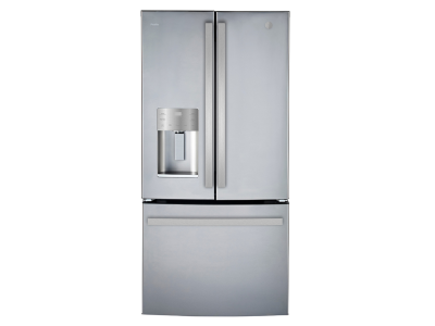 33" GE Profile 17.5 Cu.Ft. Counter-Depth Bottom Mount French-Door Refrigerator with External Ice and Water Dispenser - PYE18HYRCFS