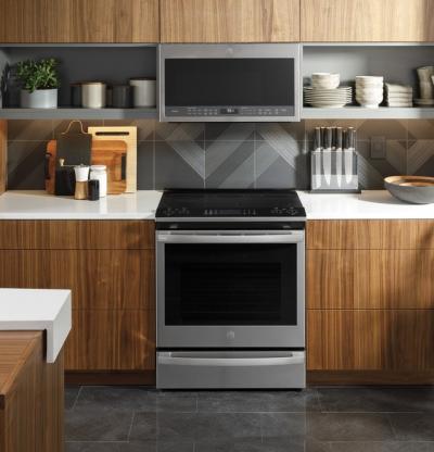 30" GE Profile 5.3 Cu. Ft. Smart Slide-In Electric Convection Fingerprint Resistant Range - PSS93YPFS