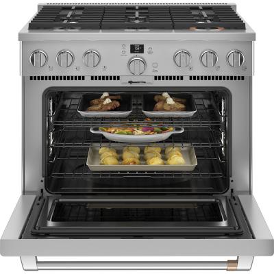 36" Café 5.7 Cu. Ft. Smart Dual Fuel Commercial-Style Range With 6 Sealed Burners In Stainless Steel - C2Y366P2TS1