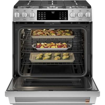 30" Café 5.6 Cu. Ft. Slide-In Front Control Gas Oven With Convection Range - CCGS700P2MS1