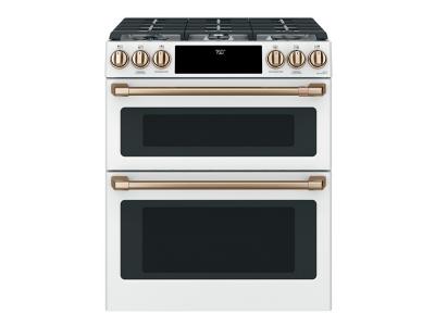 30" Café 6.7 Cu. Ft. Slide-In Front Control Gas Double Oven With Convection Range - CCGS750P4MW2