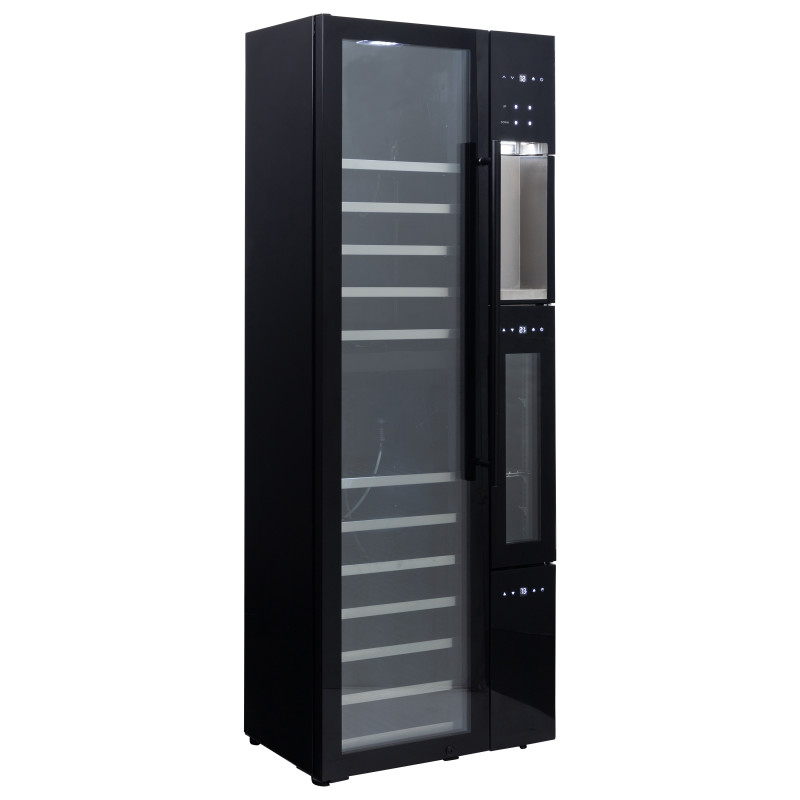 Sapphire Triple Zone Wine Dispensing Tower In Designer Black Glass Finish - SW643TZBLK