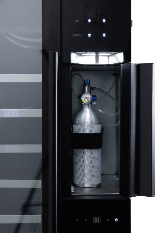 Sapphire Triple Zone Wine Dispensing Tower In Designer Black Glass Finish - SW643TZBLK