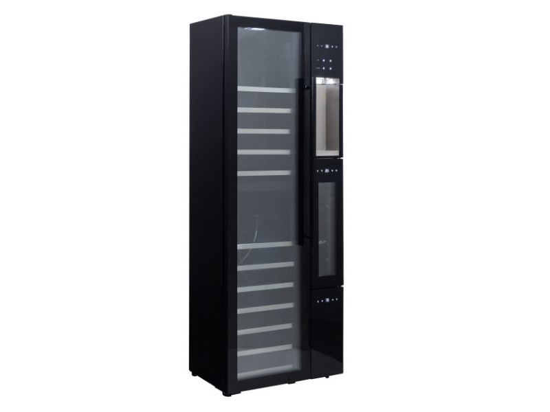 Sapphire Triple Zone Wine Dispensing Tower In Designer Black Glass Finish - SW643TZBLK