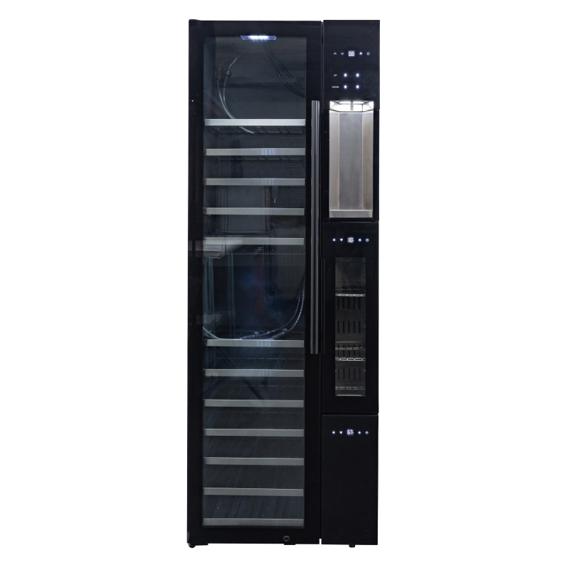 Sapphire Triple Zone Wine Dispensing Tower In Designer Black Glass Finish - SW643TZBLK
