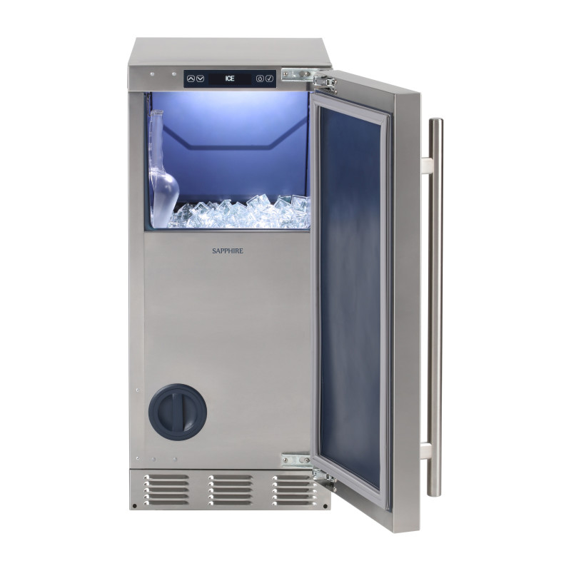 Sapphire Series 5 Indoor Square Cube Ice Machine with Stainless Steel Exterior in Panel Ready Door - SSIM15PPRADAQ