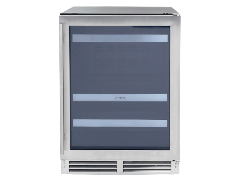 24" Sapphire Series 3 Indoor/Outdoor Beverage Center in Panel Ready Stainless Steel Frame Glass Door - SBC243SSPR