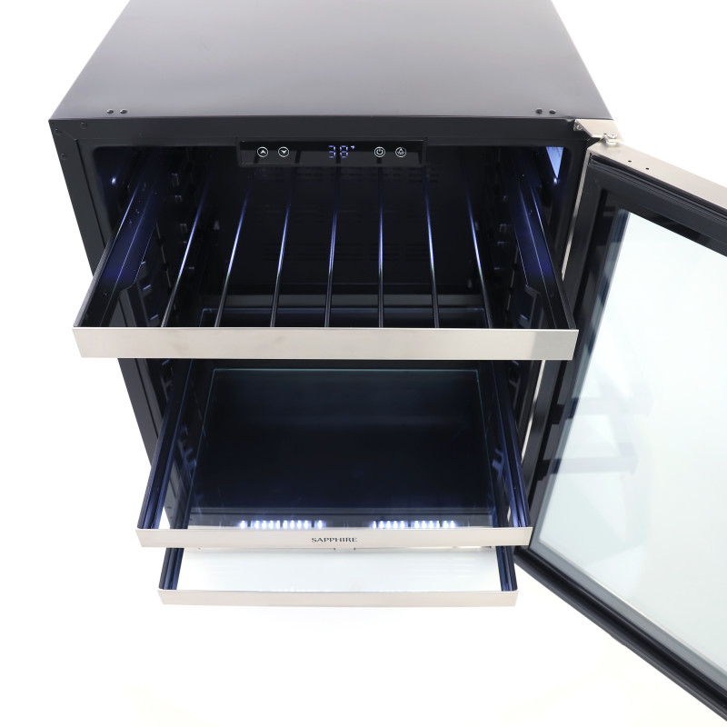 24" Sapphire Series 3 Indoor/Outdoor Beverage Center in Panel Ready Stainless Steel Frame Glass Door - SBC243SSPR