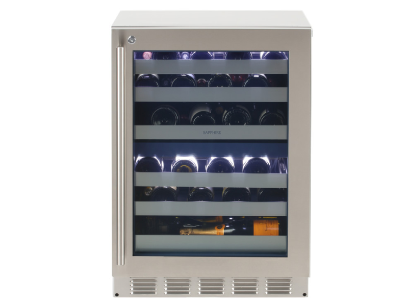 24" Sapphire Series 5 Indoor Dual Zone Wine Refrigerator in Glass Door Stainless Steel Frame - SW24DZSS