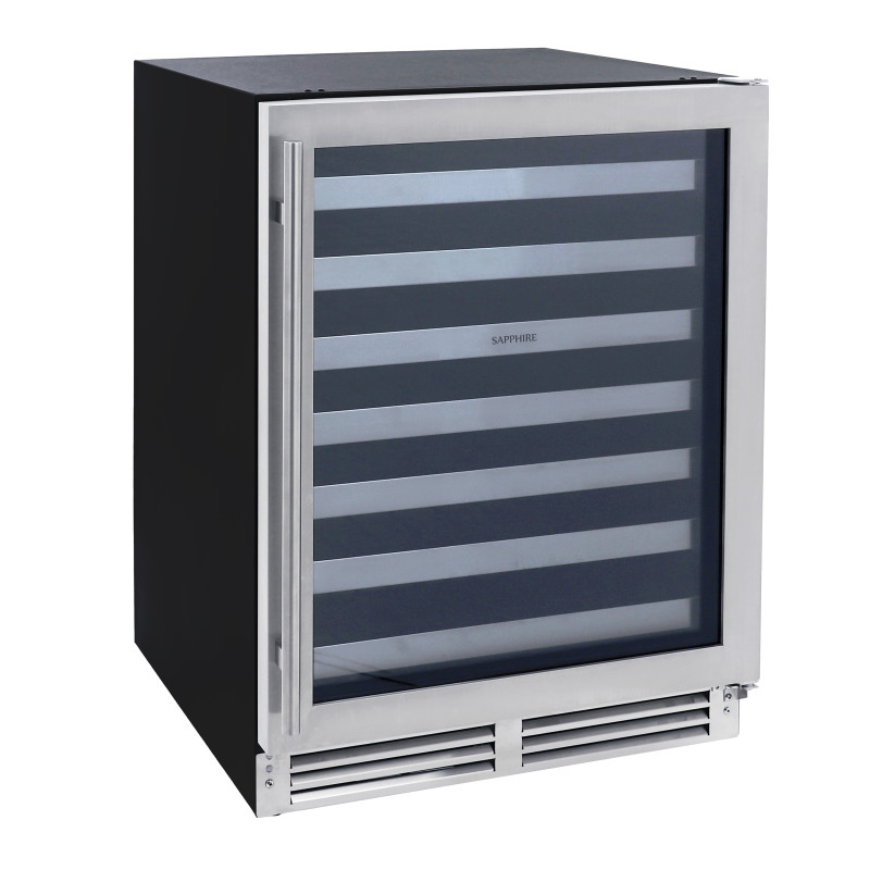 24" Sapphire Series 3 Indoor/Outdoor Wine Cooler In Panel Ready Stainless Steel Glass Door - SW243DZSSPR