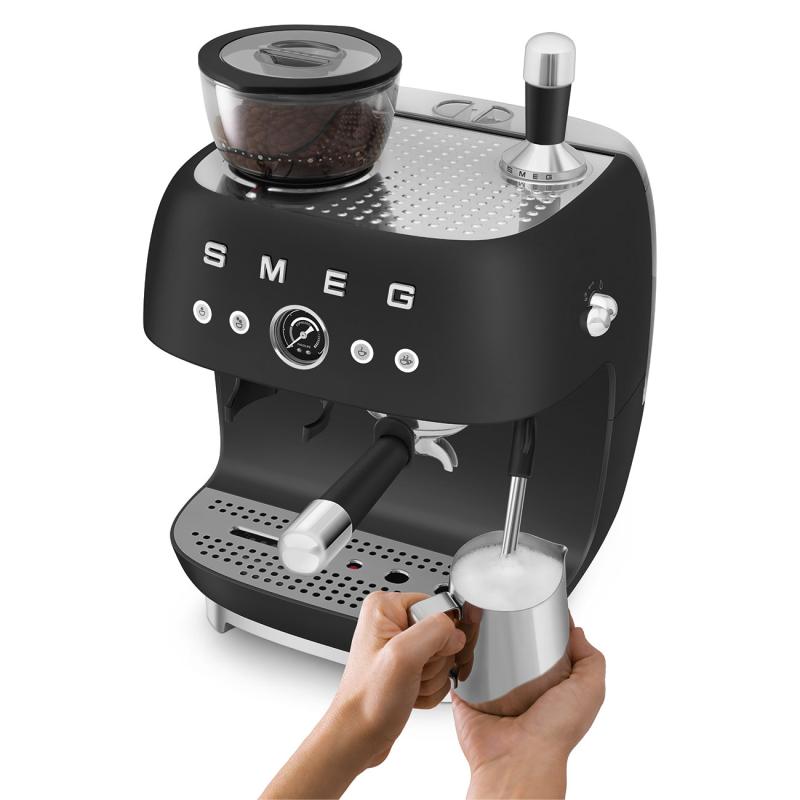 SMEG 50's Style Manual Coffee Machine with Grinder - EGF03BLMUS