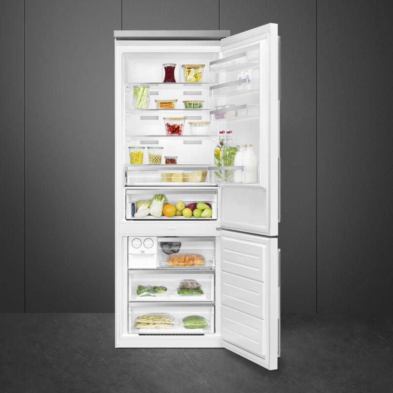 27" SMEG SPR Bottom Mount Freestanding Refrigerator in White - BM27URMW