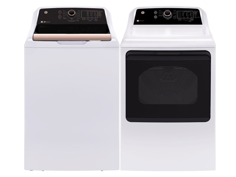 27" GE 5.3 Cu. Ft. Top Load Washer and 7.4 Cu. Ft. Top Load Electric Dryer - GTW690BMYWR-GTD69EBPYWR
