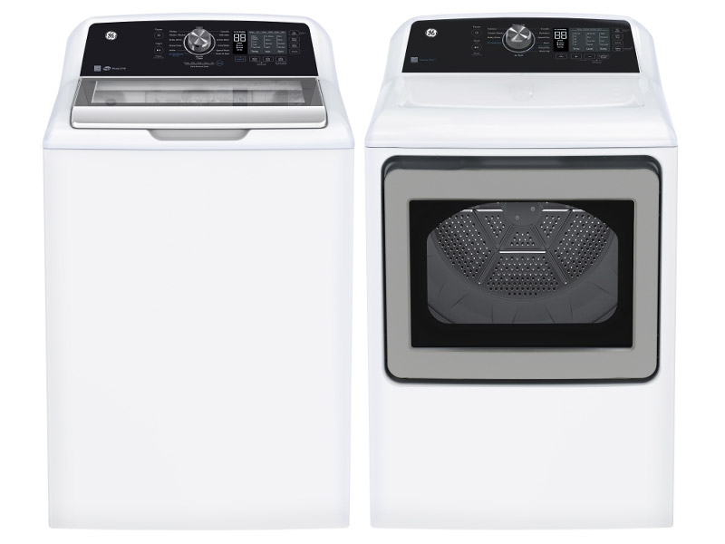 27" GE 5.3 Cu. Ft. Top Load Washer and 7.4 Cu. Ft. Top Load Gas Dryer - GTW681BMRWS-GTD68GBMRWS