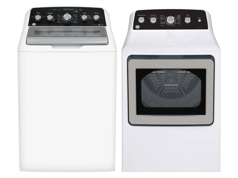 27" GE 4.9 Cu. Ft. Top Load Washer and 7.2 Cu. Ft. Top Load Gas Dryer - GTW491BMRWS-GTD49GBMRWS