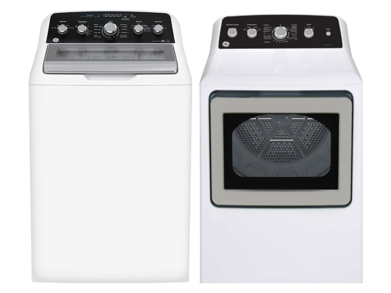27" GE 4.9 Cu. Ft. Top Load Washer and 7.2 Cu. Ft. Top Load Electric Dryer - GTW491BMRWS-GTD49EBMRWS