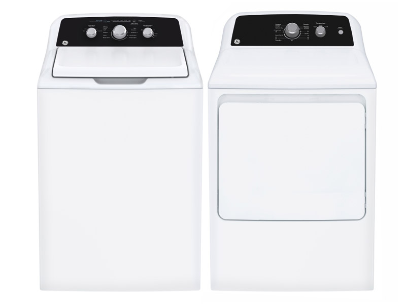 27" GE 4.4 Cu Ft. Top Load Washer and 6.2 Cu. Ft. Top Load Electric Dryer - GTW334BMRWS-GTX34EBMRWS
