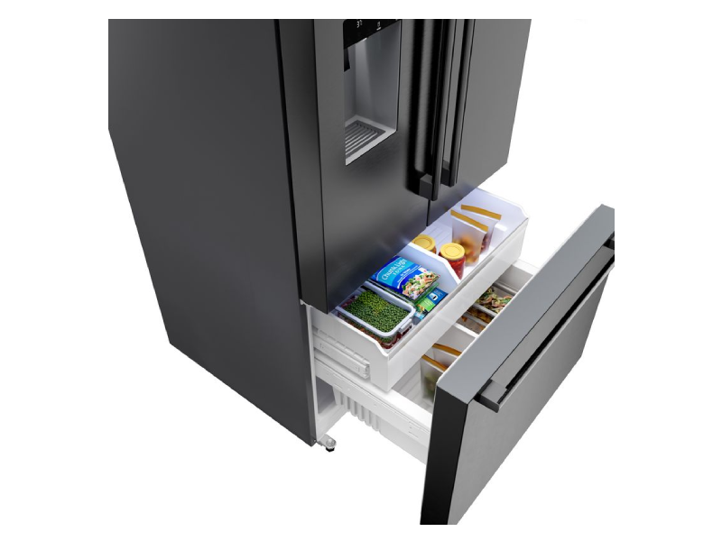 36" Bosch 500 Series French Door Bottom Mount Refrigerator in Black Stainless Steel - B36FD52SNB