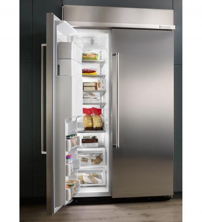 48" KitchenAid 29.5 Cu. Ft. Built-In Side by Side Refrigerator - KBSD608ESS