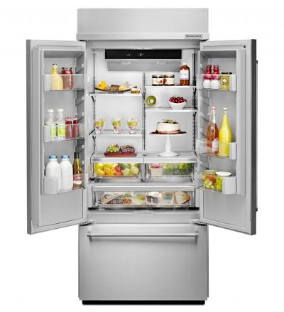 36" KitchenAid 20.8 Cu. Ft. Built In Stainless Steel French Door Refrigerator with Platinum Interior Design - KBFN506ESS