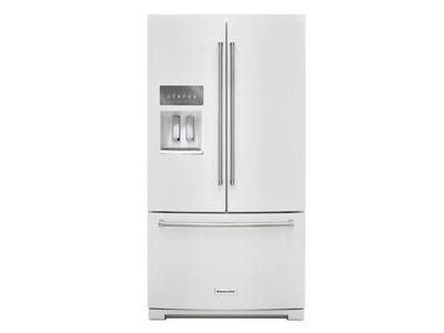 36" KitchenAid 26.8 cu. ft. Standard Depth French Door Refrigerator with Exterior Ice and Water-KRFF507HWH