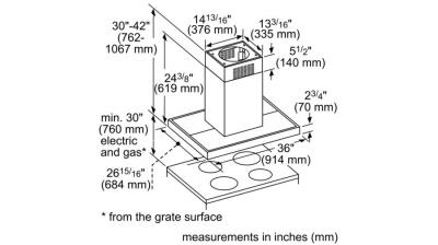 36" Thermador Masterpiece Box Island Hood, 600 CFM - HMIB36WS