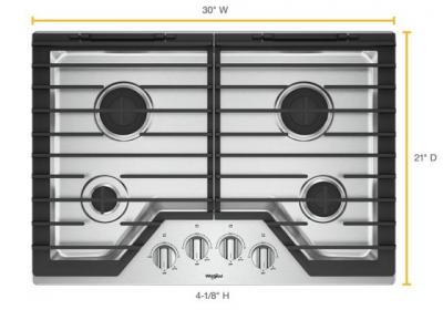 30" Whirlpool Gas Cooktop With EZ-2-Lift Hinged Cast-Iron Grates - WCG55US0HS