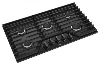 36" Whirlpool Gas Cooktop With EZ-2-Lift Hinged Cast-Iron Grates - WCG55US6HB