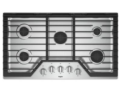 36" Whirlpool Gas Cooktop With EZ-2-Lift Hinged Cast-Iron Grates - WCG55US6HS