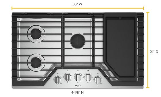 WCG97US6HS by Whirlpool - 36-inch Gas Cooktop with Griddle