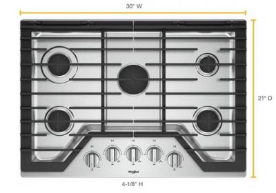 30" Whirlpool Gas Cooktop in Stainless Steel With 5 Burners - WCG77US0HS